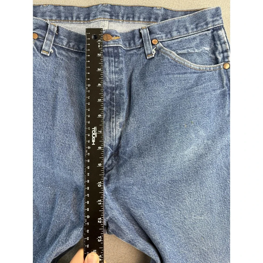 Wrangler Cowboy Cut Jeans Mens 30x36 Med Wash Blue Distressed Denim 13MWZPW